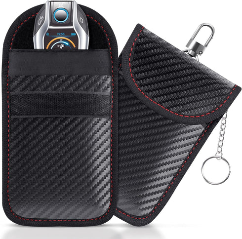 Faraday Key Fob Signal Blocker Pouch (2 Pack) – RFID & NFC Car Key Protection Case, Anti-Theft Signal Blocking Wallet for Keyless Entry Cars