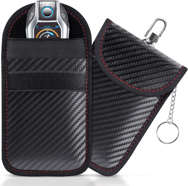 Faraday Key Fob Signal Blocker Pouch (2 Pack) – RFID & NFC Car Key Protection Case, Anti-Theft Signal Blocking Wallet for Keyless Entry Cars