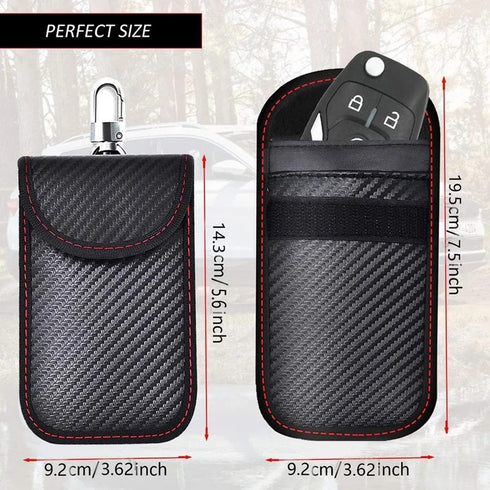 Faraday Key Fob Signal Blocker Pouch (2 Pack) – RFID & NFC Car Key Protection Case, Anti-Theft Signal Blocking Wallet for Keyless Entry Cars
