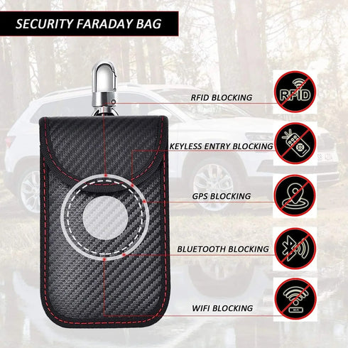 Faraday Key Fob Signal Blocker Pouch (2 Pack) – RFID & NFC Car Key Protection Case, Anti-Theft Signal Blocking Wallet for Keyless Entry Cars